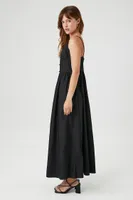 Women's V-Neck Cami Maxi Dress in Black, XS