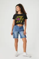 Women's Prince Peter New York Cty Cropped T-Shirt in Black Large