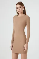 Women's Ribbed Knit Bodycon Mini Dress Taupe