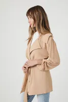 Women's Tie-Waist Trench Coat in Tan Large