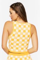 Women's Checkered Sweater Vest in Yellow Small