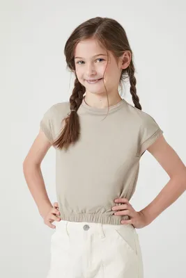 Girls Short-Sleeve Top (Kids) in Taupe, 9/10
