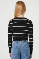 Girls Striped Sweater-Knit Bodysuit (Kids) in Black/White, 5/6