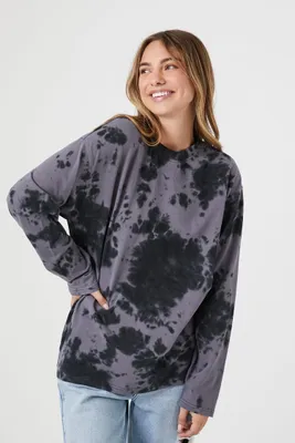 Women's Tie-Dye Long-Sleeve T-Shirt in Black Small