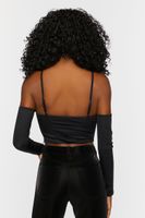 Women's Bustier Open-Shoulder Crop Top Black