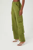 Women's Flare-Leg Cargo Pants in Olive Medium