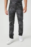 Men Slim-Fit Twill Tie Dye Pants in Black, 38