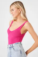 Women's Textured Sweater-Knit Bodysuit Pink