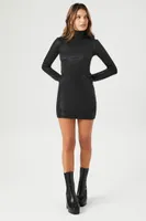 Women's Mock Neck Mini Dress Black