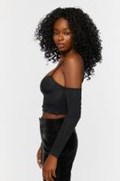 Women's Bustier Open-Shoulder Crop Top in Black Medium