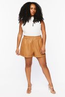 Women's Faux Leather Shorts in Almond, 0X