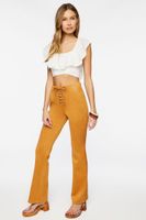 Women's Faux Suede Lace-Up Flare Pants in Maple Medium