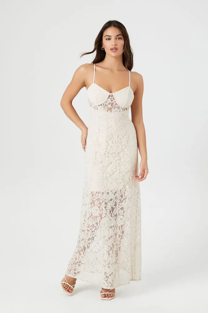 Women's Crochet Lace Sheer Maxi Dress