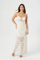 Women's Crochet Lace Sheer Maxi Dress Large