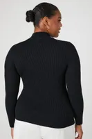 Women's Mock Neck Sweater in Black, 2X