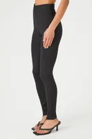 Women's Split-Hem Ponte Knit Leggings in Black, XL