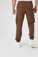 Men Drawstring Cargo Joggers in Dark Brown Small