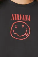 Women's Nirvana Graphic Baby T-Shirt in Black/Red, XS