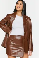 Women's Faux Leather Mini Skirt in Chocolate Small