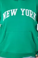 Women's New York Graphic Hoodie in Bright Green, 1X