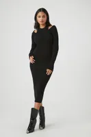 Women's Shoulder Cutout Sweater Midi Dress