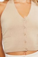 Women's Cropped Halter Sweater Vest in Sand Large