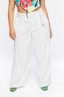 Women's Belted Wide-Leg Pants in White, 0X