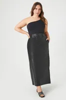 Women's Faux Leather Maxi Skirt in Black, 0X