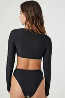 Women's Long-Sleeve Bikini Top Black