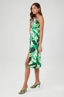 Women's Twist-Back Tropical Leaf Midi Dress