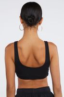 Women's Ribbed Crisscross Cropped Tank Top in Black Large