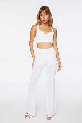 Women's Slinky High-Rise Flare Pants in Ivory Small
