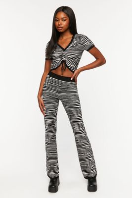 Women's Zebra Print Flare Pants in Black/White Medium