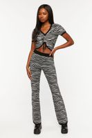 Women's Zebra Print Flare Pants Black/White