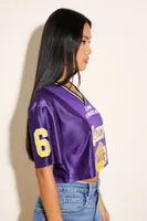 Women's Los Angeles Lakers Mesh Crop Top in Purple/Yellow Small