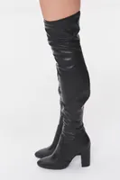 Women's Faux Leather Thigh-High Boots in Black, 8