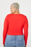 Women's Jersey Knit Crop Top Fiery Red,