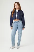 Women's Cropped Denim Shirt Dark