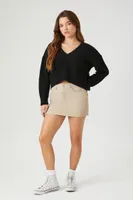 Women's Cropped High-Low Sweater in Black Small