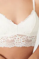 Women's Lace V-Back Bralette in Ivory Medium