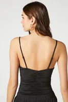 Women's Ruched Sweetheart Cami Bodysuit in Black, XL