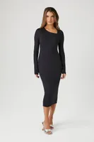 Women's Asymmetrical Bodycon Midi Dress in Black Small