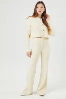 Women's Sweater-Knit Cardigan & Pants Set in Ivory Small