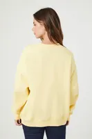 Women's Embroidered California Poppy Pullover in Yellow Medium