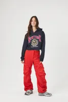 Women's Ruched Wide-Leg Cargo Pants in Red Small