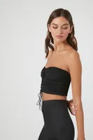 Women's Lace-Up Ruched Tube Top Medium