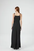 Women's Satin Tie-Strap Maxi Dress in Black Small