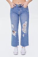 Women's Frayed Mid-Rise Boyfriend Petite Jeans in Medium Denim, 26