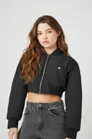 Women's Cropped Bomber Jacket in Black Small