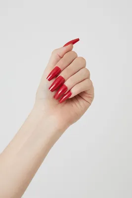 Square Press-On Nails in Red